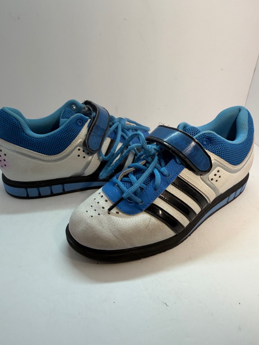 Men's Blue and White Lace & Strap Sneakers